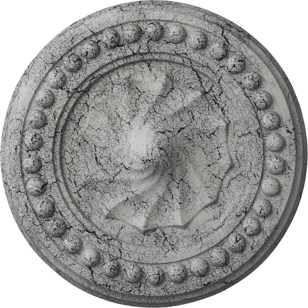 Ekena Millwork Foster Shell Ceiling Medallion (Canopies up to 9 5/8"), 15 3/4"OD x 2"P, Ultra Pure White Crackle CM15FOUWC - main